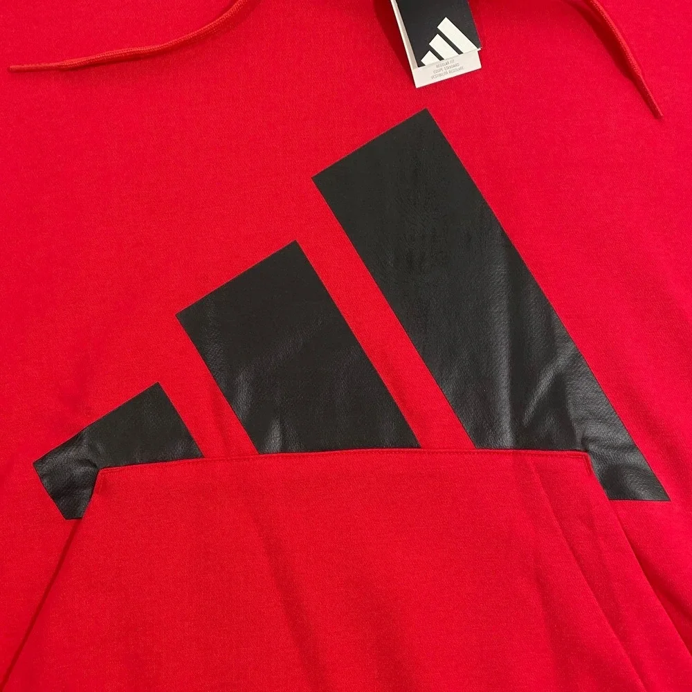 Adidas Trefoil Big Logo Sweatshirt Hoodie Adult Small Red Black  Fleece Pullover